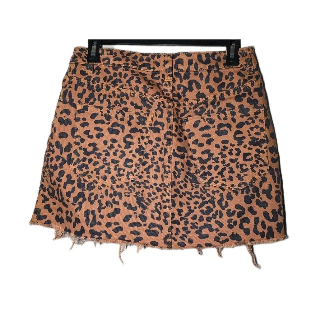 We The Free People Womens Size 27 Zip it‎ Up Leopard Print Mini Skirt